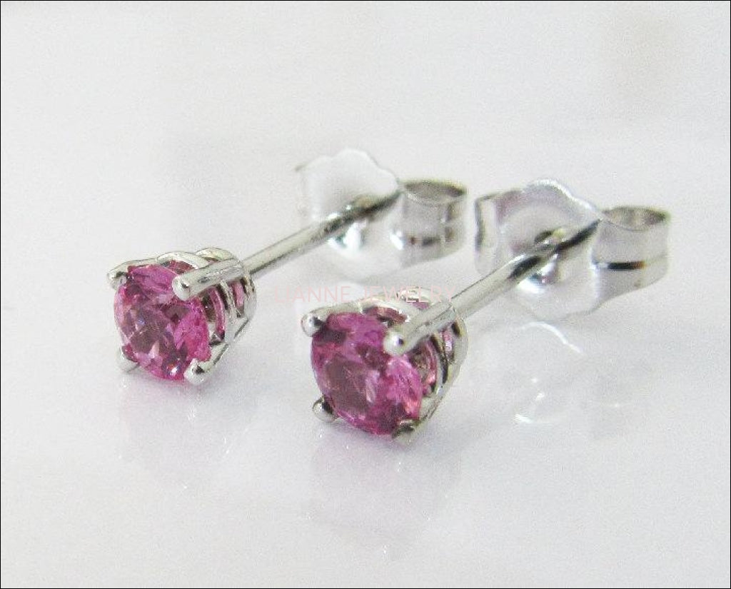 Studs Earrings Girls Earrings Baby Earrings Minimalist Earrings Kids studs Birthday gift Pink Sapphire Studs Earrings Studs 14K - Lianne Jewelry
