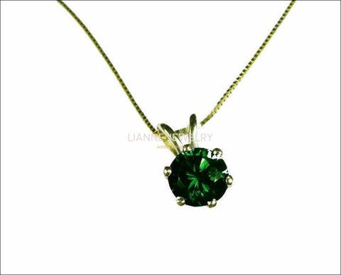 Genuine Emerald Pendant Necklace Emerald Pendant 3mm 3.5mm 4 mm 4.5mm 5 mm in 14K gold including 16.5" chain  Minimalist pendant - Lianne Jewelry