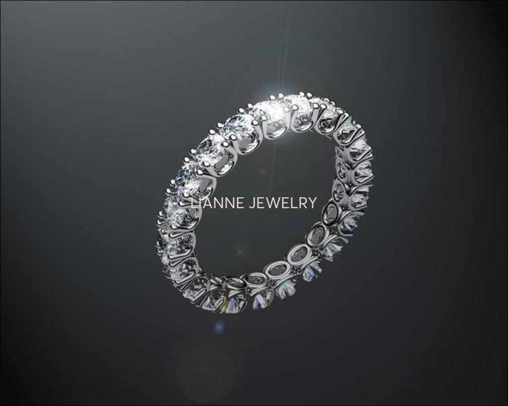 Anniversary Ring Eternity Ring Stacking Ring White Sapphire Ring 2 ct 18K Rose White or Yellow gold marriage forever Gift - Lianne Jewelry