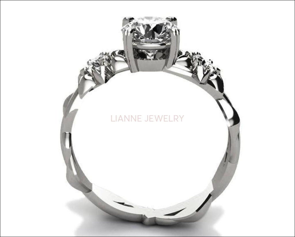 Flower Moissanite Ring Filigree ring Gold ring unique engagement ring Solid Gold 14K or 18K White gold - Lianne Jewelry