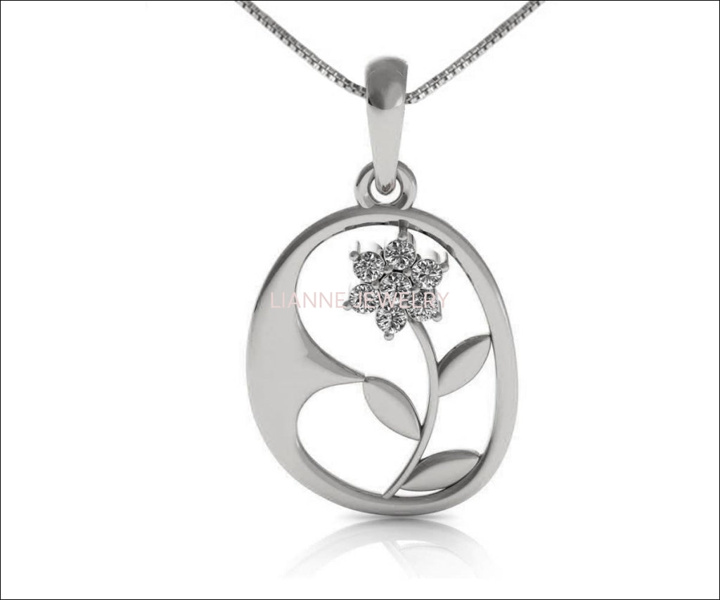 Charm Pendant small Flower Pendant Leave Pendant Plumeria Pendant Floral Pendant Floral Jewelry Minimalist pendant 14K gold, 18K gold - Lianne Jewelry