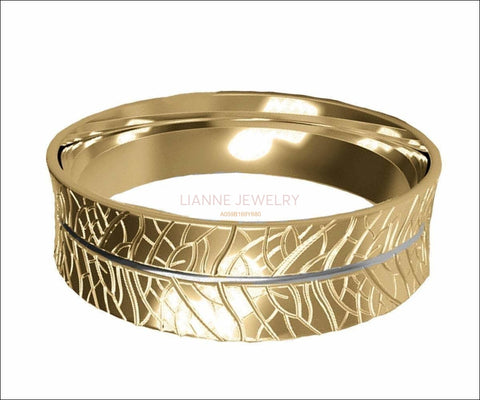 14K Milgrain Band, 7mm Wide Band, Engraved Band, Wedding Band, Gift for Her or Gift for Him - Lianne Jewelry