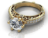 2.5 CT Rose Gold Filigree Solitaire 18K Unique Diamond Engagement Ring