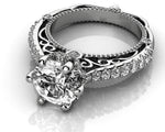 2.5 CT Rose Gold Filigree Solitaire 18K Unique Diamond Engagement Ring