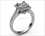 18K Square Ring, Diamond Engagement, White Gold, Gothic Ring - Lianne Jewelry