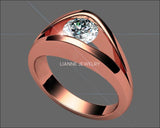 18K White Moissanite Solitaire Split shank Engagment Ring - Lianne Jewelry
