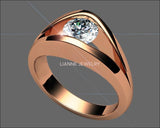 18K White Moissanite Solitaire Split shank Engagment Ring - Lianne Jewelry