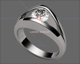 18K Solitaire Diamond Engagement ring, Split shank White Gold Unique Ring - Lianne Jewelry