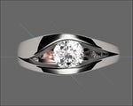 18K Solitaire Diamond Engagement ring, Split shank White Gold Unique Ring - Lianne Jewelry