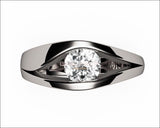 Solitaire 18K Solid White gold Split shank Diamond Engagement Ring - Lianne Jewelry