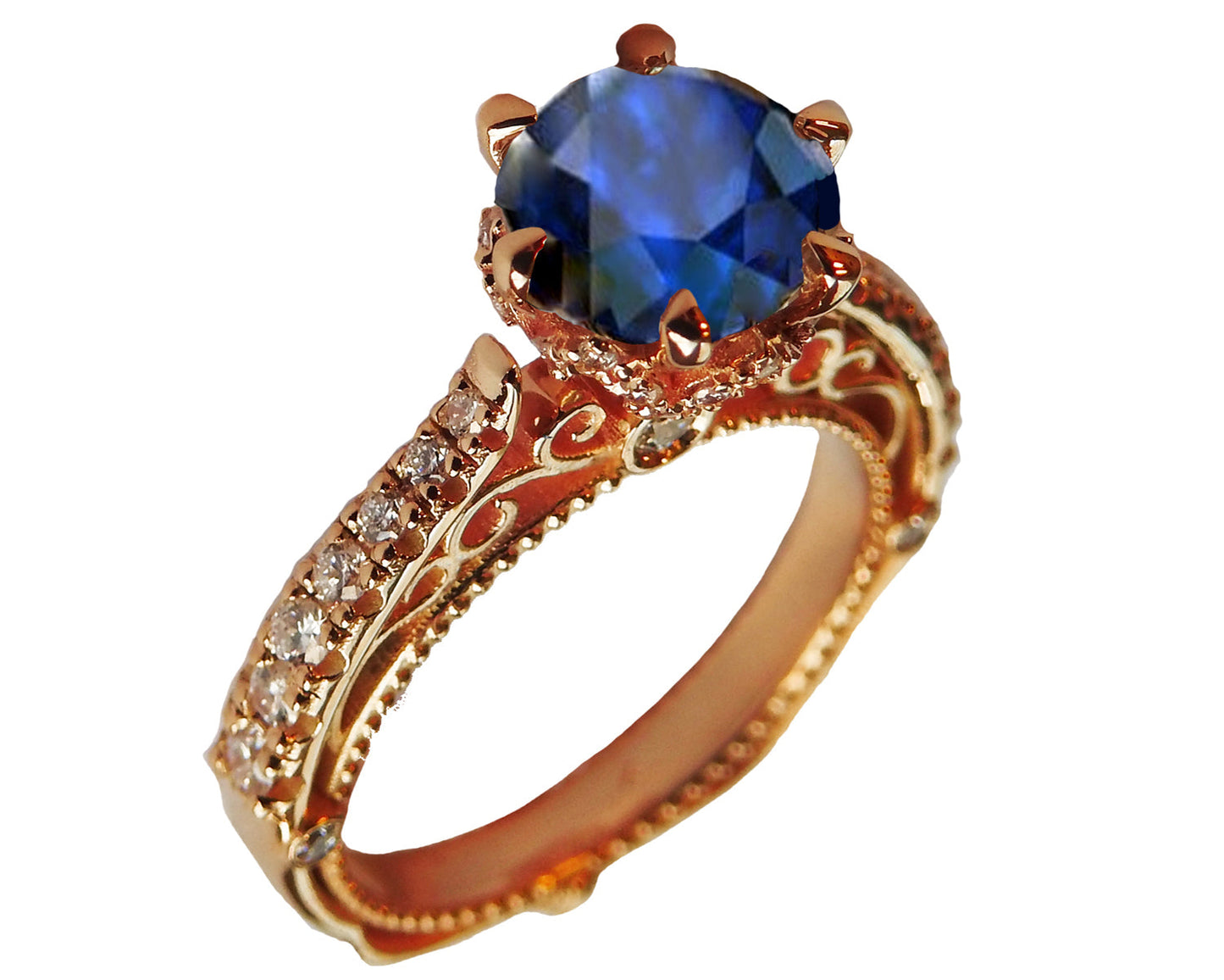 18K Gold Sapphire Vintage Engagement Ring