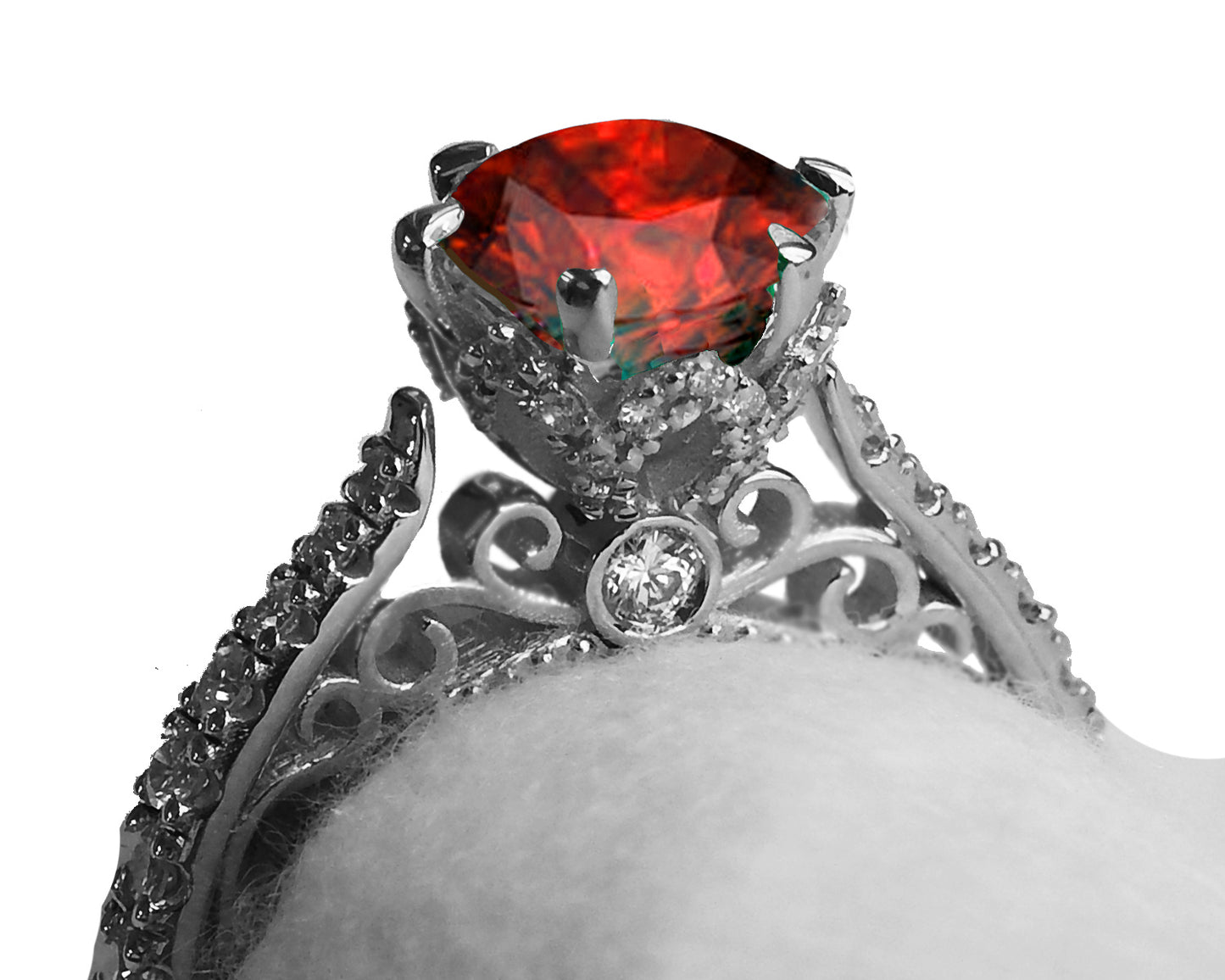 18K Gold Ruby Antique Style Cathedral Ring