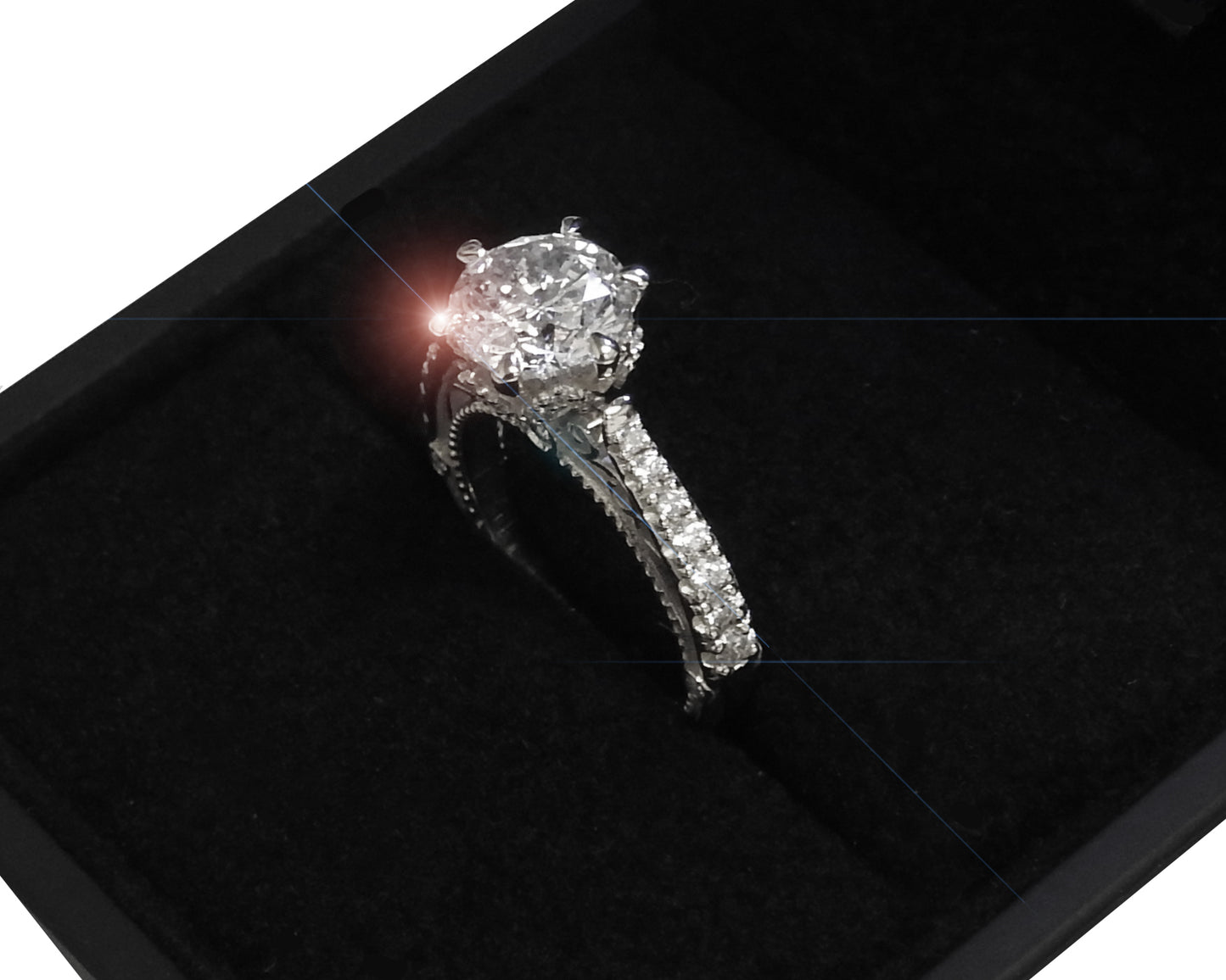 2.5 CT 18K White Gold Cathedral Filigree Diamond Engagement Ring