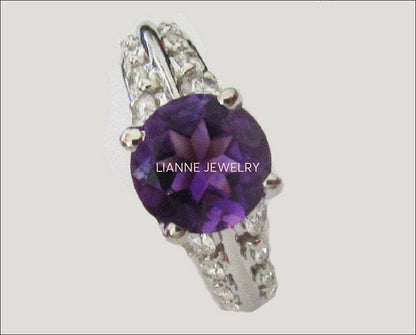 Gold ring Amethyst Ring Engagement Ring Purple color 18K White Gold  set with 0.88 ct. VS Diamonds - Lianne Jewelry