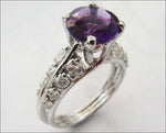 Gold ring Amethyst Ring Engagement Ring Purple color 18K White Gold  set with 0.88 ct. VS Diamonds - Lianne Jewelry