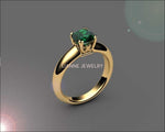 Chatham Emerald Ring Solitaire Engagement Ring Solitaire Ring 14K or 18K Yellow gold May Birthstone - Lianne Jewelry