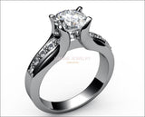 Moissanite Gold Engagement Ring, Moissanite Diamond Ring, Unique Diamond Wedding Ring, Unique White Gold Wedding Ring, Moissanite Ring - Lianne Jewelry