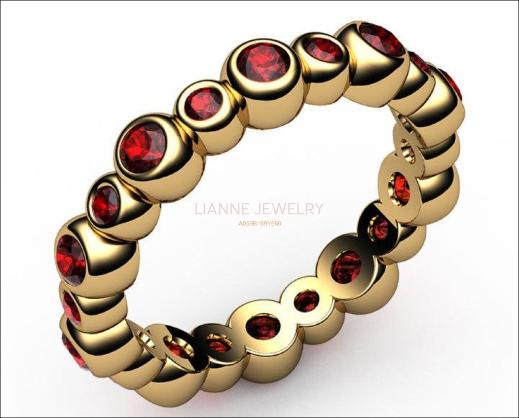 Eternity Ruby Ring, Red Ruby Anniversary Ring, Ruby Anniversary Ring Rose Gold - Lianne Jewelry