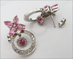 Vintage Pink Sapphire Dangle Drop Earrings 14K White Gold Sapphire Earrings Delicated Bohemian Jewelry Gift For Her. - Lianne Jewelry