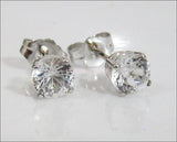 White Sapphire Stud Earrings, White gold Earrings, 5 mm Studs, Engagement Gemstone Earrings, 14K White Gold Earrings, Infinity Earrings - Lianne Jewelry