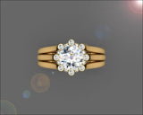 Diamond ring Gold ring 8 Prongs moissanite Unique engagement ring triple split shank 18K Yellow or 18K White gold birthday gift - Lianne Jewelry