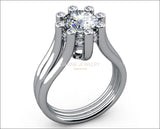 Diamond ring Gold ring 8 Prongs moissanite Unique engagement ring triple split shank 18K Yellow or 18K White gold birthday gift - Lianne Jewelry