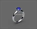 Gold Ring Sapphire Ring Victorian ring Engagement Ring Solitaire Ring 18K White gold September Birthstone - Lianne Jewelry