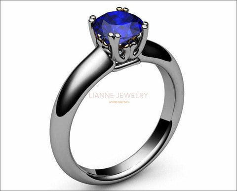 Sapphire Solitaire Ring, Blue Sapphire Engagement Ring, Victorian Rose Gold Ring, Sapphire Jewellery, Beautiful Engagement Ring, Gold Ring - Lianne Jewelry