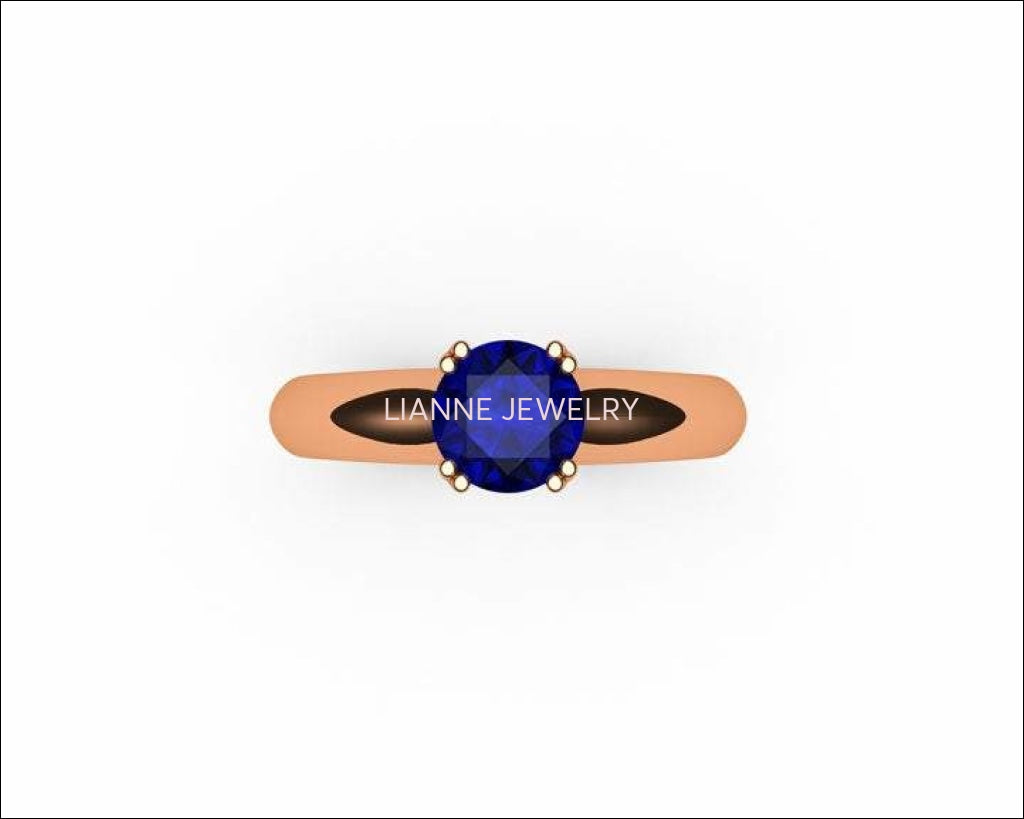 Gold ring Celtic ring Sapphire Ring Engagement Ring Solitaire Ring 18K Yellow gold September Birthstone - Lianne Jewelry