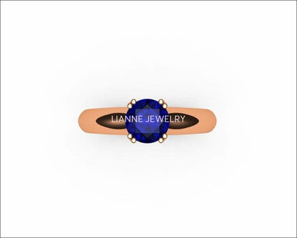 Gold ring Celtic ring Sapphire Ring Engagement Ring Solitaire Ring 18K Yellow gold September Birthstone - Lianne Jewelry