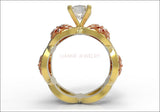 Diamond ring  Gold ring moissanite engagement ring Solid 18K Yellow and Rose Gold - Lianne Jewelry