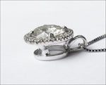 Pendant 14K White Gold Moissanite Diamond Halo Pendant with Chain Minimalist pendant - Lianne Jewelry