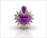 Purple Heart February Birthstone Jewelry Amethyst Pendant Purple Heart Pendant Love Pendant in Yellow Gold - Lianne Jewelry