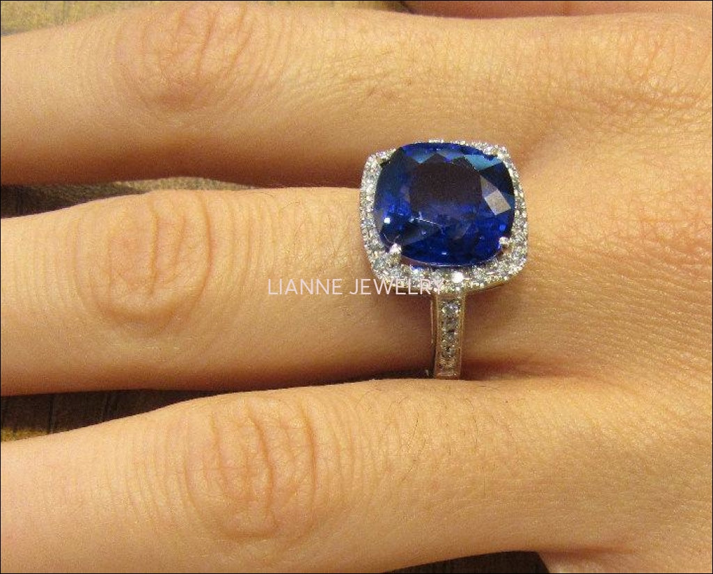 Sapphire Cluster Ring Diana Ring Sapphire Ring 8 carat Engagement Ring September Birthstone Sapphire Gemstone Ring Sapphire Jewelry - Lianne Jewelry