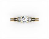 Unique One carat Engagement Diamond ring in Bella Design channel-set pavé half moon trellis crafted in 18K Yellow gold or 18K White gold - Lianne Jewelry