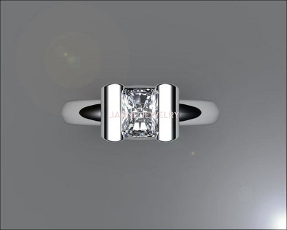 Solitaire Radiant Tension Ring 18K Gold Diamond Engagement ring Radiant cut Diamond Ring - Lianne Jewelry