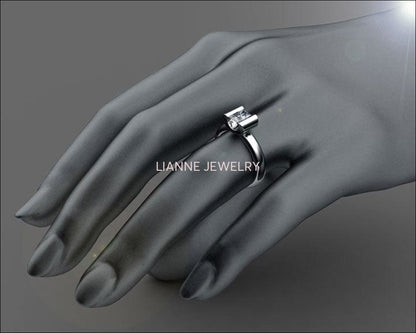 Solitaire Radiant Tension Ring 18K Gold Diamond Engagement ring Radiant cut Diamond Ring - Lianne Jewelry