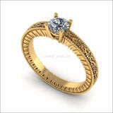 Solitaire Milgrain Ring, Filigree Ring, Anniversary Band with Stone - Lianne Jewelry