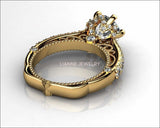 2.5 ct Filigree Solitaire Milgrain 6 prongs 18K Edwardian Flower Unique Diamond Engagement Ring - Lianne Jewelry