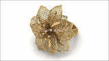 Big Rose Gold Flower Leaves Ring Floral ring Filigree Ring Huge Flower 18K gold Engagement Ring - Lianne Jewelry