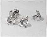 Stud Earrings White Sapphire Stud Earrings Birthday Gift Studs Gemstone 14K White Gold Earrings Wedding Jewelry Anniversary Gift - Lianne Jewelry