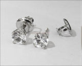 Stud Earrings White Sapphire Stud Earrings Birthday Gift Studs Gemstone 14K White Gold Earrings Wedding Jewelry Anniversary Gift - Lianne Jewelry