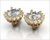 bridesmaid gift Moissanite Stud Earrings 18K Gold 8.50 ct surrounded VVS Diamonds Earrings Gift Wedding Jewelry Anniversary Gift - Lianne Jewelry
