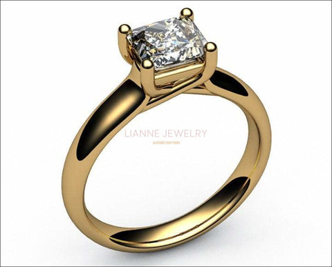 Gold Solitaire Engagement Ring Swirl Trellis Diamond ring Gold ring Solitaire ring Trellis 18K White Yellow Rose gold Jewelry - Lianne Jewelry