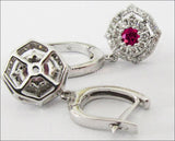 Vintage Jewelry Diamond Earrings Dangle & Drop Earrings Pink Earrings Wedding Earrings Floral Earrings 14K White Gold Vintage Earrings - Lianne Jewelry