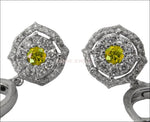 Vintage Diamond Earrings Yellow Sapphire Earrings Drop Chandelier Earrings Wedding Earrings Floral Earrings 14K White Gold Vintage Earrings - Lianne Jewelry
