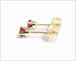 Gold Earrings Top Quality Genuine Ruby Earrings Genuine Ruby Studs Gold Earrings Round Stud Earrings 14K gold Earrings - Lianne Jewelry