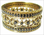 Wide Anniversary Ring Band Milgrain wedding band Wedding Gift, Eternity Ring Wide Ring 124 Black Diamonds  18K Solid gold Anniversary Gift - Lianne Jewelry
