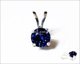 Round Sapphire Solitaire Pendant, Top Quality Royal Blue Minimalist Pendant, 14K Small Round Pendant, September Birthstone - Lianne Jewelry