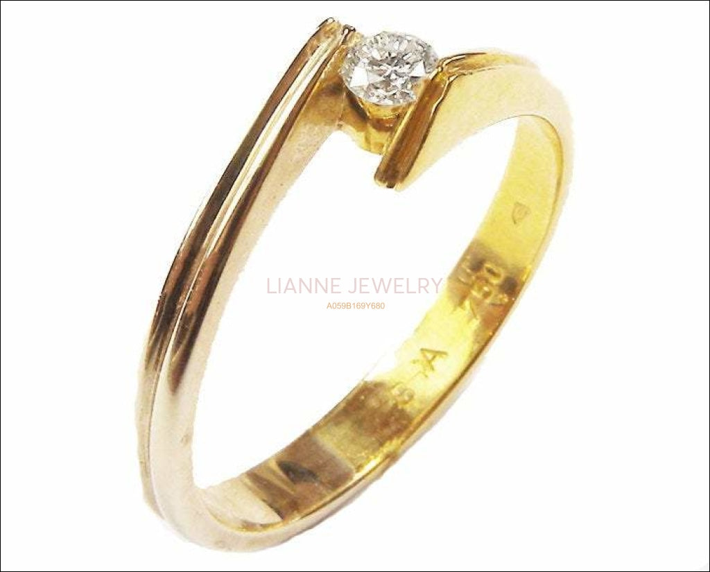 Gold ring White Sapphire Engagement Ring tension Swing Design 18K Yellow Gold - Lianne Jewelry